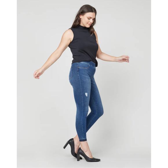 SPANX Women's Distressed Ankle Skinny Jeans Medium Wash Shapewear sz. M - Picture 3 of 13